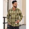 Alimens & Gentle Mens Flannel Shirts Long Sleeve Casual Plaid Button Down Shirt Jacket Work Daily Shackets with Pockets(Olive Brown)