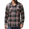 Alimens & Gentle Mens Flannel Shirts Long Sleeve Casual Plaid Button Down Shirt Jacket Work Daily Shackets with Pockets(Pink Grey)