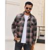 Alimens & Gentle Mens Flannel Shirts Long Sleeve Casual Plaid Button Down Shirt Jacket Work Daily Shackets with Pockets(Pink Grey)