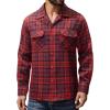 Alimens & Gentle Mens Flannel Shirts Long Sleeve Casual Plaid Button Down Shirt Jacket Work Daily Shackets with Pockets(Red Black)