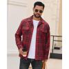 Alimens & Gentle Mens Flannel Shirts Long Sleeve Casual Plaid Button Down Shirt Jacket Work Daily Shackets with Pockets(Red Black)
