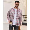 Alimens & Gentle Mens Flannel Shirts Long Sleeve Casual Plaid Button Down Shirt Jacket Work Daily Shackets with Pockets(Red Blue)