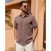 Alimens & Gentle Mens Linen Shirt Short Sleeve Button Down Shirt Casual Summer Beach Vacation Wedding Shirts(Burgundy)