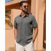 Alimens & Gentle Mens Linen Shirt Short Sleeve Button Down Shirt Casual Summer Beach Vacation Wedding Shirts(Grey)