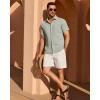 Alimens & Gentle Mens Linen Shirt Short Sleeve Button Down Shirt Casual Summer Beach Vacation Wedding Shirts(Light Grey)