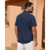 Alimens & Gentle Mens Linen Shirt Short Sleeve Button Down Shirt Casual Summer Beach Vacation Wedding Shirts(Navy Blue)