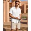 Alimens & Gentle Mens Linen Shirt Short Sleeve Button Down Shirt Casual Summer Beach Vacation Wedding Shirts(White)