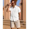 Alimens & Gentle Mens Linen Shirt Short Sleeve Button Down Shirt Casual Summer Beach Vacation Wedding Shirts(White)