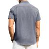 Alimens & Gentle Mens Linen Shirts Short Sleeve Button Down Shirts Wrinkle Free Casual Vacation Beach Summer Tops(Blue)