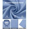 Alimens & Gentle Mens Linen Shirts Short Sleeve Button Down Shirts Wrinkle Free Casual Vacation Beach Summer Tops(Ice Blue)