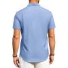 Alimens & Gentle Mens Linen Shirts Short Sleeve Button Down Shirts Wrinkle Free Casual Vacation Beach Summer Tops(Ice Blue)