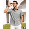Alimens & Gentle Mens Linen Shirts Short Sleeve Button Down Shirts Wrinkle Free Casual Vacation Beach Summer Tops(Light Grey)