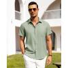 Alimens & Gentle Mens Linen Shirts Short Sleeve Button Down Shirts Wrinkle Free Casual Vacation Beach Summer Tops(Mint Green)
