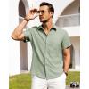 Alimens & Gentle Mens Linen Shirts Short Sleeve Button Down Shirts Wrinkle Free Casual Vacation Beach Summer Tops(Mint Green)