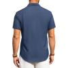 Alimens & Gentle Mens Linen Shirts Short Sleeve Button Down Shirts Wrinkle Free Casual Vacation Beach Summer Tops(Navy Blue)