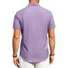 Alimens & Gentle Mens Linen Shirts Short Sleeve Button Down Shirts Wrinkle Free Casual Vacation Beach Summer Tops(Purple)