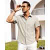 Alimens & Gentle Mens Linen Shirts Short Sleeve Button Down Shirts Wrinkle Free Casual Vacation Beach Summer Tops(Tan)