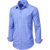 Alimens & Gentle Mens Long Sleeve Dress Shirt Button Down Shirts with Pockets Regular Business Office Casual Plaid Shirt(Blue Gingham)