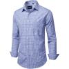 Alimens & Gentle Mens Long Sleeve Dress Shirt Button Down Shirts with Pockets Regular Business Office Casual Plaid Shirt(Blue White Gingham)