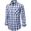 Alimens & Gentle Mens Long Sleeve Dress Shirt Button Down Shirts with Pockets Regular Business Office Casual Plaid Shirt(Navy Blue White Plaid)