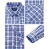 Alimens & Gentle Mens Long Sleeve Dress Shirt Button Down Shirts with Pockets Regular Business Office Casual Plaid Shirt(White Blue Plaid)
