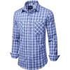 Alimens & Gentle Mens Long Sleeve Dress Shirt Button Down Shirts with Pockets Regular Business Office Casual Plaid Shirt(White Blue Plaid)