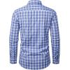 Alimens & Gentle Mens Long Sleeve Dress Shirt Button Down Shirts with Pockets Regular Business Office Casual Plaid Shirt(White Blue Plaid)