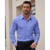 Alimens & Gentle Men’s Oxford Shirt Long Sleeve Button Down Shirt Casual Stretch Wedding Dress Shirt with Pocket(Blue)