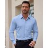 Alimens & Gentle Men’s Oxford Shirt Long Sleeve Button Down Shirt Casual Stretch Wedding Dress Shirt with Pocket(Light Blue)