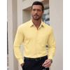 Alimens & Gentle Men’s Oxford Shirt Long Sleeve Button Down Shirt Casual Stretch Wedding Dress Shirt with Pocket(Yellow)