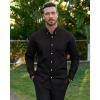 Alimens & Gentle Mens Oxford Shirts Stretch Long Sleeve Dress Shirt for Men Casual Business Work Solid Button Down Shirts(Black)