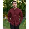 Alimens & Gentle Mens Oxford Shirts Stretch Long Sleeve Dress Shirt for Men Casual Business Work Solid Button Down Shirts(Burgundy)