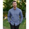 Alimens & Gentle Mens Oxford Shirts Stretch Long Sleeve Dress Shirt for Men Casual Business Work Solid Button Down Shirts(Dusty Blue)