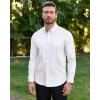 Alimens & Gentle Mens Oxford Shirts Stretch Long Sleeve Dress Shirt for Men Casual Business Work Solid Button Down Shirts(White)