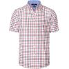 Alimens & Gentle Mens Plaid Short Sleeve Button Down Shirts Cotton Regular Fit Casual Gingham Shirts(Red Check)