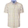 Alimens & Gentle Mens Plaid Short Sleeve Button Down Shirts Cotton Regular Fit Casual Gingham Shirts(Yellow Check)