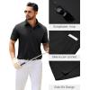 Alimens & Gentle Mens Polo Shirt Short Sleeve Tactical Dry Fit Golf Shirts Stretch Work Collared Tops Outdoor Sport Tennis(Black)