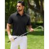 Alimens & Gentle Mens Polo Shirt Short Sleeve Tactical Dry Fit Golf Shirts Stretch Work Collared Tops Outdoor Sport Tennis(Black)