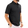 Alimens & Gentle Mens Polo Shirt Short Sleeve Tactical Dry Fit Golf Shirts Stretch Work Collared Tops Outdoor Sport Tennis(Black)