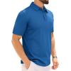 Alimens & Gentle Mens Polo Shirt Short Sleeve Tactical Dry Fit Golf Shirts Stretch Work Collared Tops Outdoor Sport Tennis(Blue)