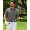 Alimens & Gentle Mens Polo Shirt Short Sleeve Tactical Dry Fit Golf Shirts Stretch Work Collared Tops Outdoor Sport Tennis(Grey)