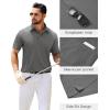Alimens & Gentle Mens Polo Shirt Short Sleeve Tactical Dry Fit Golf Shirts Stretch Work Collared Tops Outdoor Sport Tennis(Grey)