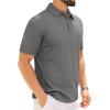 Alimens & Gentle Mens Polo Shirt Short Sleeve Tactical Dry Fit Golf Shirts Stretch Work Collared Tops Outdoor Sport Tennis(Grey)