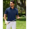 Alimens & Gentle Mens Polo Shirt Short Sleeve Tactical Dry Fit Golf Shirts Stretch Work Collared Tops Outdoor Sport Tennis(Navy Blue)