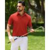 Alimens & Gentle Mens Polo Shirt Short Sleeve Tactical Dry Fit Golf Shirts Stretch Work Collared Tops Outdoor Sport Tennis(Red)