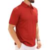 Alimens & Gentle Mens Polo Shirt Short Sleeve Tactical Dry Fit Golf Shirts Stretch Work Collared Tops Outdoor Sport Tennis(Red)