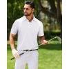 Alimens & Gentle Mens Polo Shirt Short Sleeve Tactical Dry Fit Golf Shirts Stretch Work Collared Tops Outdoor Sport Tennis(White)