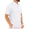 Alimens & Gentle Mens Polo Shirt Short Sleeve Tactical Dry Fit Golf Shirts Stretch Work Collared Tops Outdoor Sport Tennis(White)