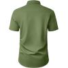 Alimens & Gentle Mens Short Sleeve Dress Shirt Wrinkle Free Wedding Business Casual Summer Button Down Shirt with Pocket(Army Green)