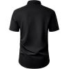 Alimens & Gentle Mens Short Sleeve Dress Shirt Wrinkle Free Wedding Business Casual Summer Button Down Shirt with Pocket(Black)